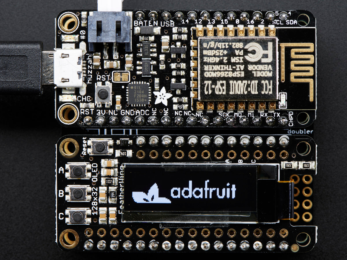 Adafruit FeatherWing OLED, 128x32 OLED Add-on für alle Feather Boards, 2900