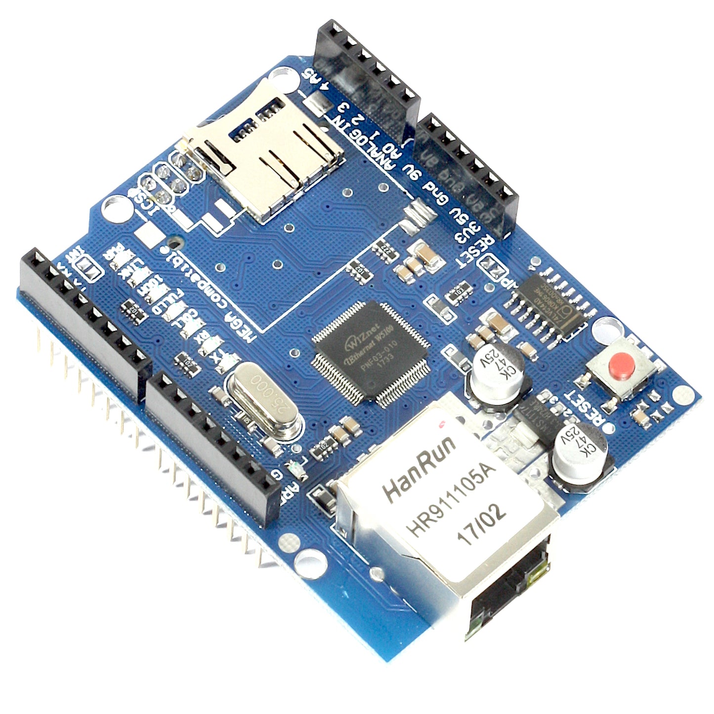 Ethernet Shield + MicroSD Slot with W5100 Controller for Arduino